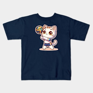 Cute Kitty Volleyball Player Kids T-Shirt